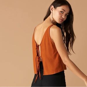 Whimsy and Row rust colored tie back top